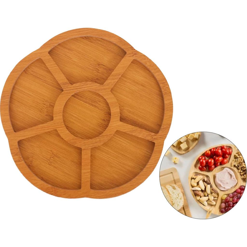 Petisqueira Gamela Tábua Para Petisco Decorativa Mdf Estilo Bambu Em Forma De Flor
