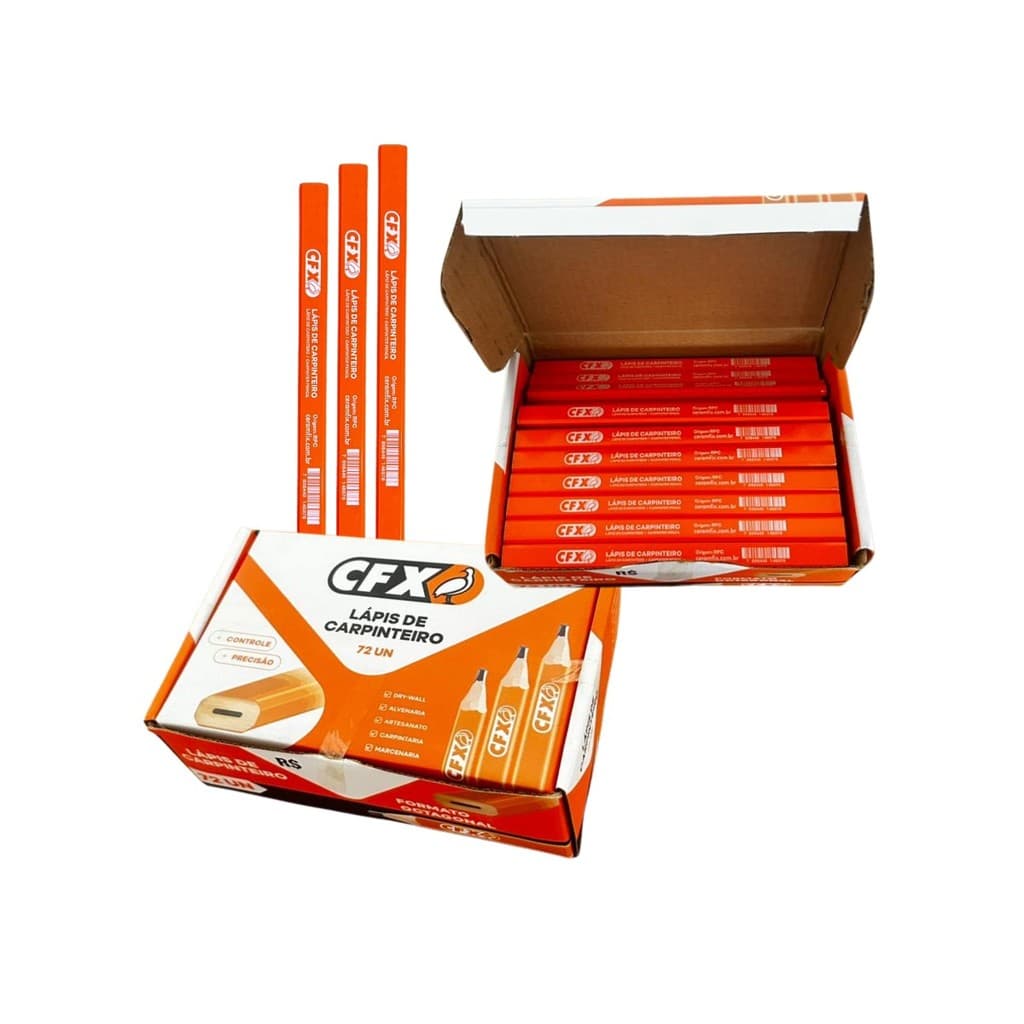 Kit 72 Lápis de Carpinteiro Marceneiro Pedreiro Ceramfix