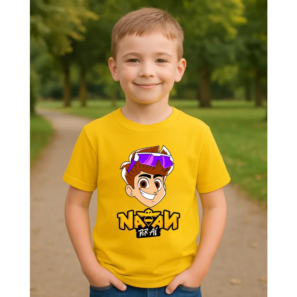 Camiseta Infantil Natan Por Ai Skate Unissex YouTuber Manga Curta Algodão Premium