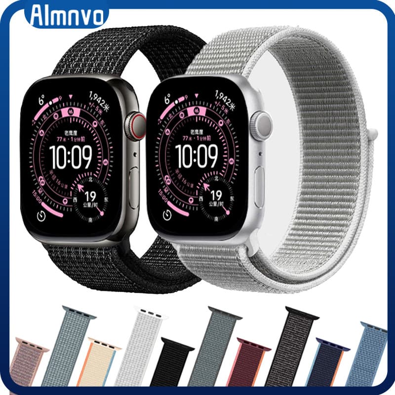 Pulseira De Esporte Nylon Para Relógio Iwatch Apple Watch SE Ultra 3 2 49 46 42 45 44 40 41 38mm Series 11 10 9 8 7