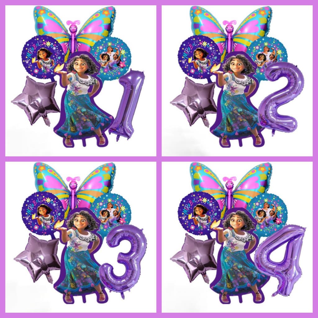 Conjunto de 6 balões de festa Encanto Mirabel Isabella, balões de folha roxos de 32 polegadas, adequados para decorações