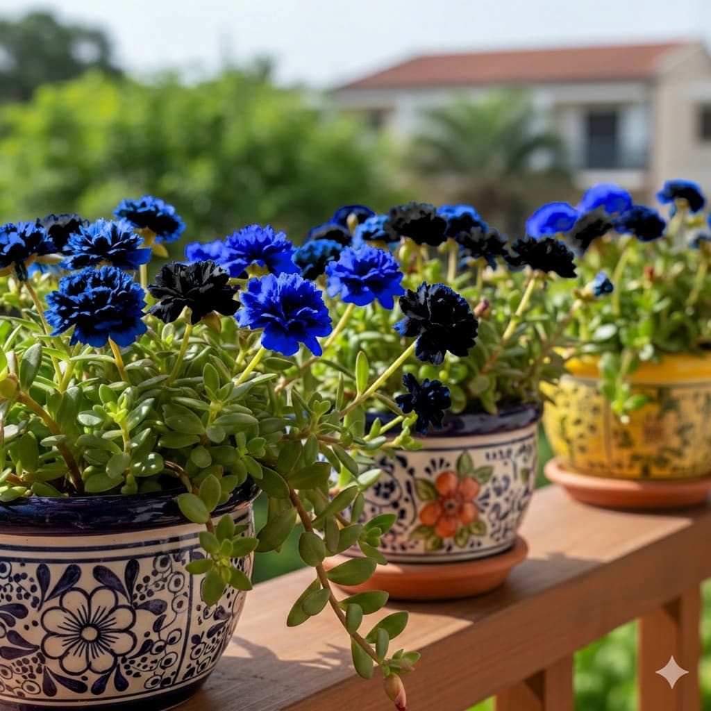 PROMOÇÃO Sementes de Onze-Horas flores triplas Preta com Azul
