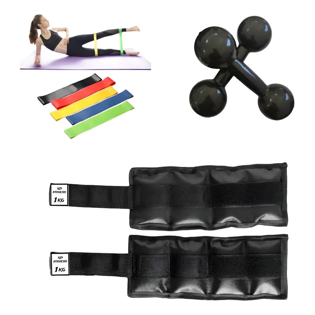 Halter 1kg Par, Caneleira 1kg Par, Kit 5 Mini Band