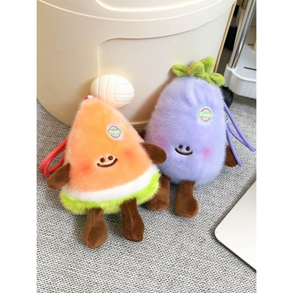 Bonito laranja brinquedo de pelúcia série frutas pingente saco pingente chaveiro boneca melancia abacaxi boneca