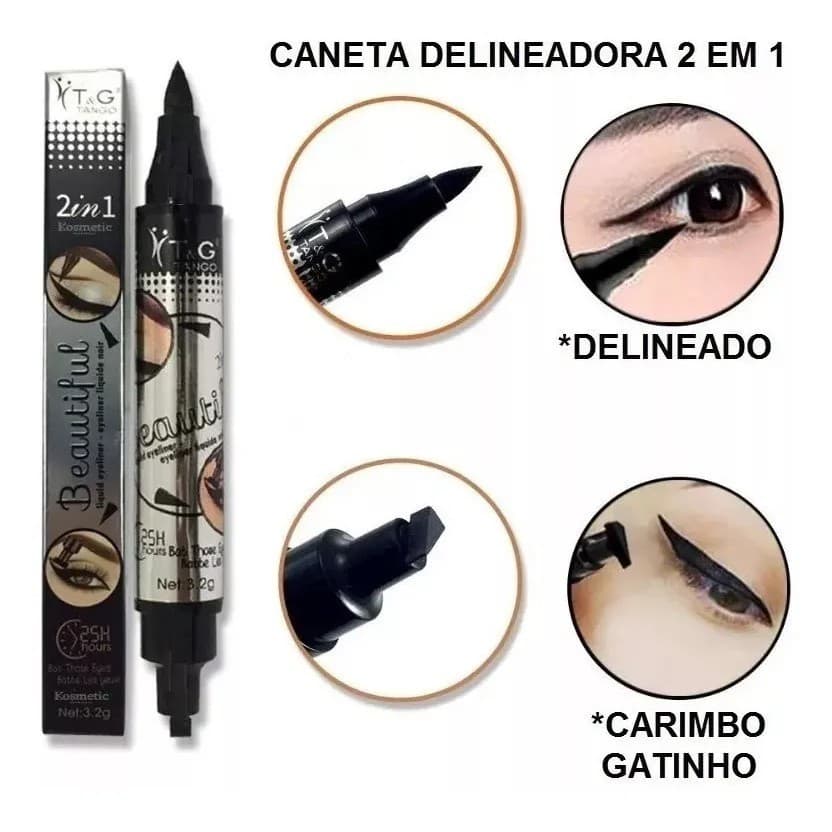 Caneta Delineadora 2 em 1 Delineador Carimbo Gatinho Tango