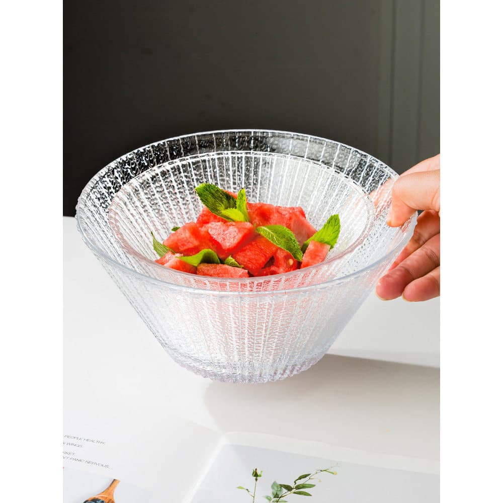 Tigela de salada de vidro transparente simples doméstica grande tigela de sopa sala de estar tigela de frutas cesta de f