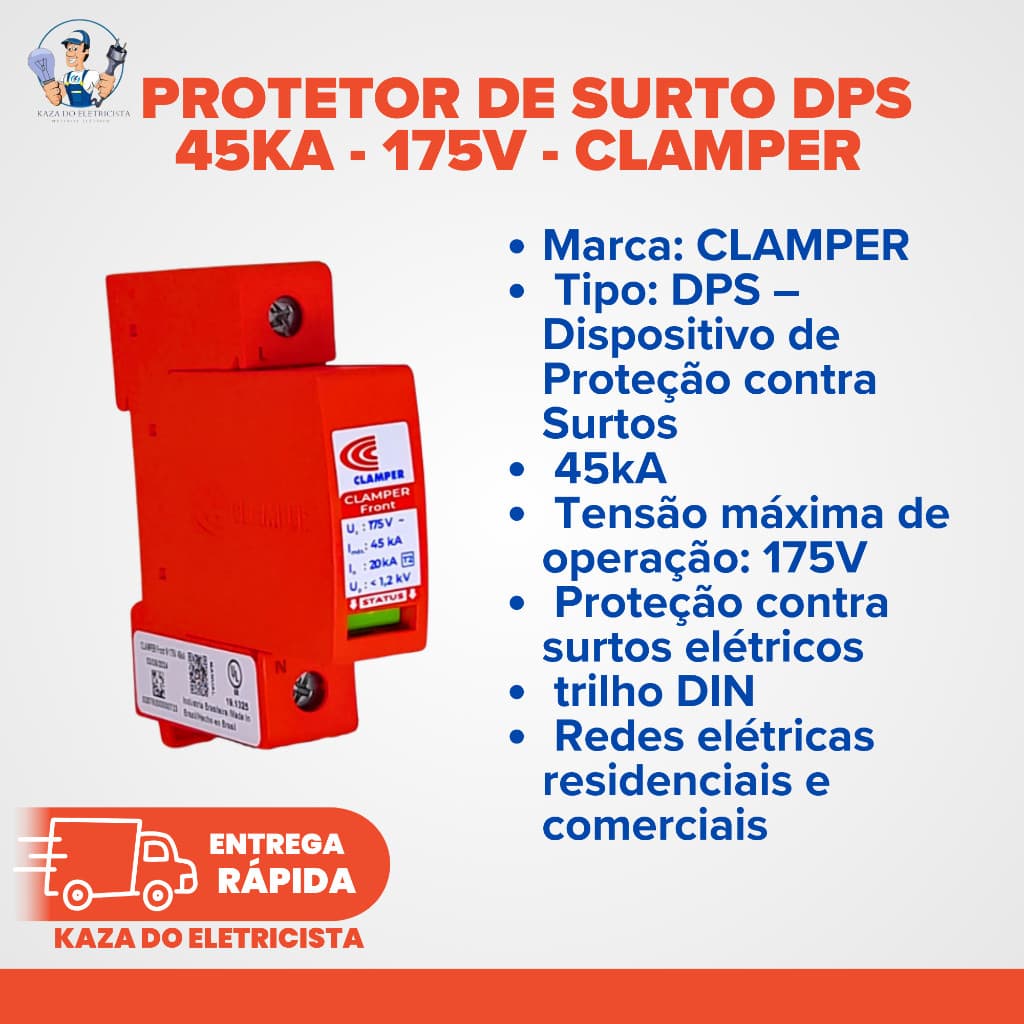 DPS Clamper 175V 45kA – Protetor Contra Surtos Elétricos  019114