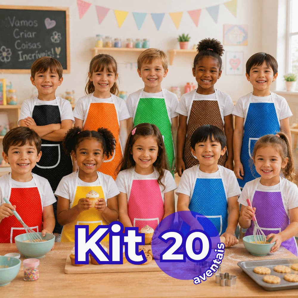 Kit 20 Avental Infantil Impermeável Escolar Para Pintura Artes Atividades Educacionais
