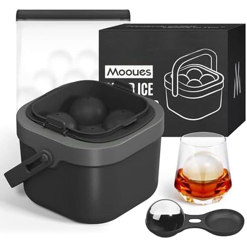 Mooues Clear Ice Cube Maker , 8 Grandes Moldes De Cubos De Gelo De Uísque , Bandeja Silicone De 2 Polegadas , Fabricante