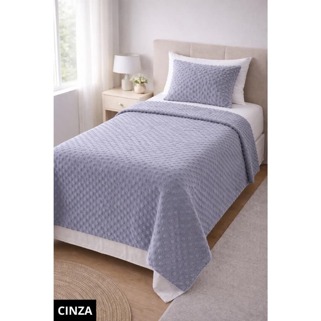 Cobertor Flannel Solteiro Bolinha Com 01 Fronha