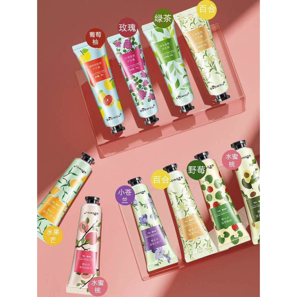 Shisheng Creme para as Mãos Frésia Chá Verde Rosa Lírio Acácia Pêssego Ameixa Selvagem Maçã Manga Manteiga de Karité Tor