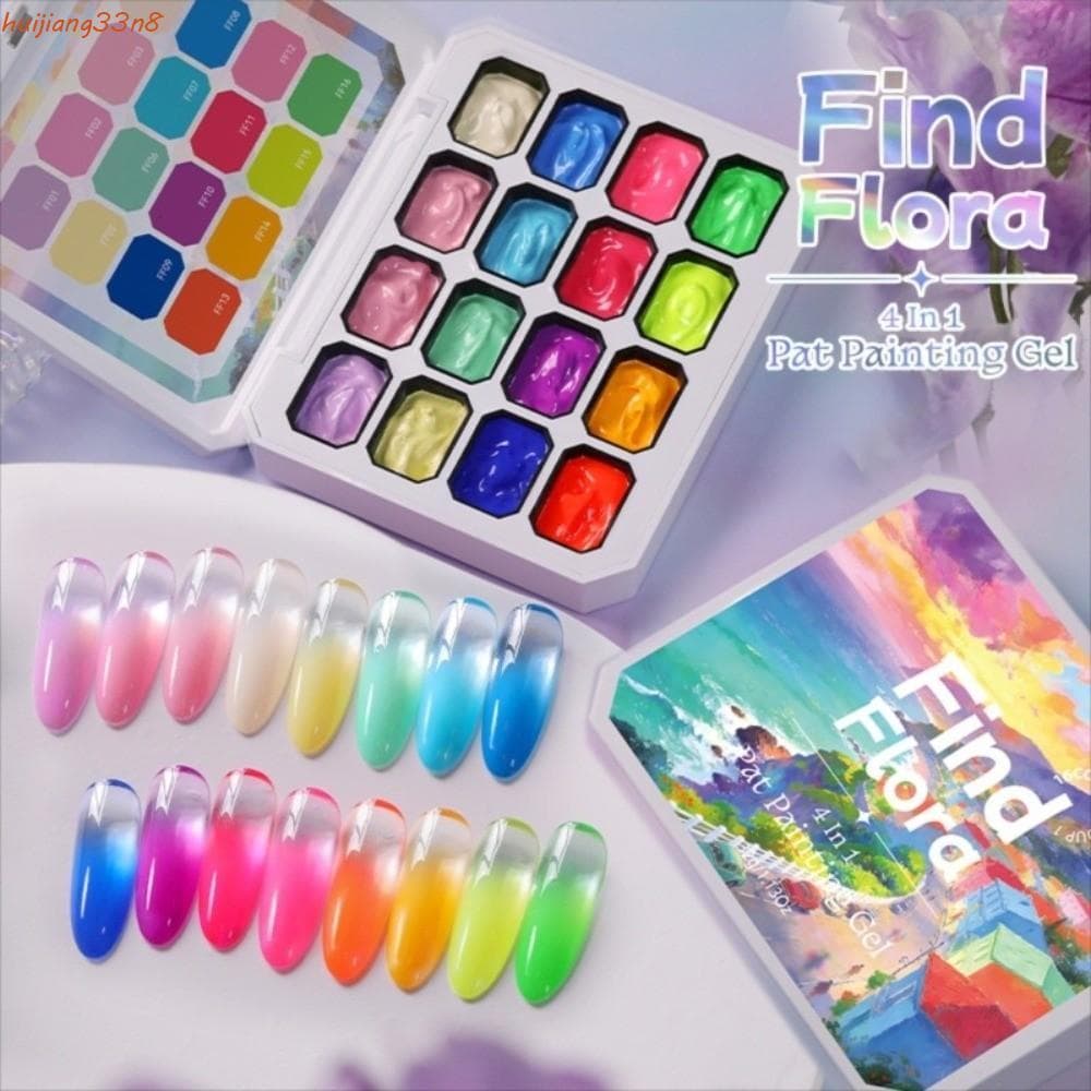 HUIJIANG 4IN1 Pat Ombre Gel Esmalte , Manicure Francesa Sólida Fácil De Pintura Gradiente , 16 Cores