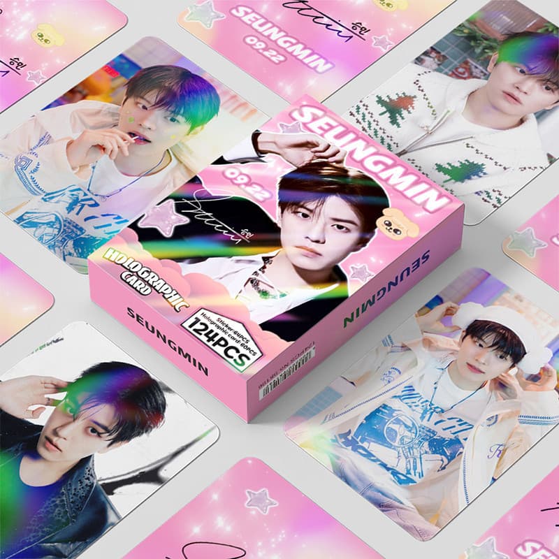124 Pçs/Caixa Stray Kids Seungmin Photocards Holográfico LOMO Cartão KPOP Coleção De Adesivos