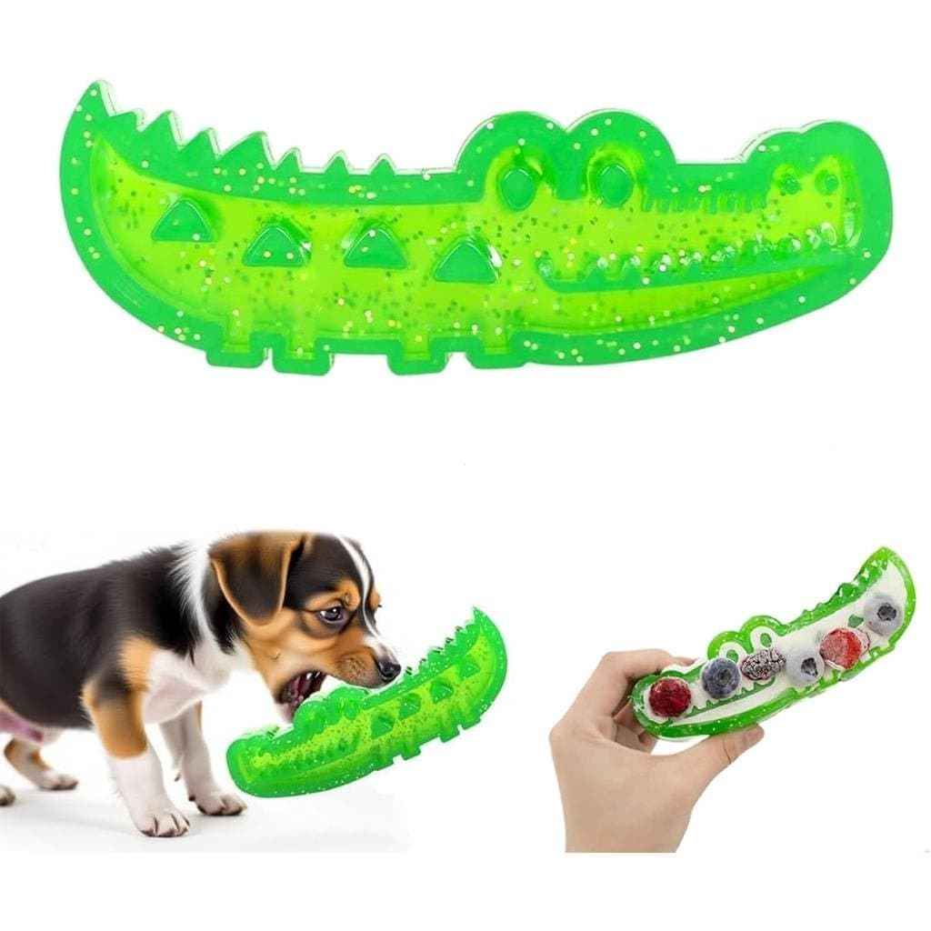 Adequado para mastigar e alimentar lentamente com alimentos em formato de crocodilo, é um brinquedo educativo para cães,