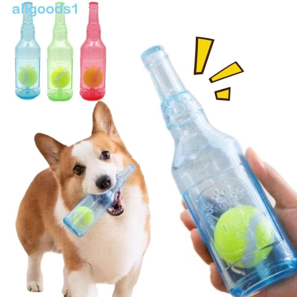 Brinquedo Sonoro Para Mastigar Animais De Estimação ALLGOODS , Com Bola De Tênis , Engraçado Garrafa De Borracha Criativ