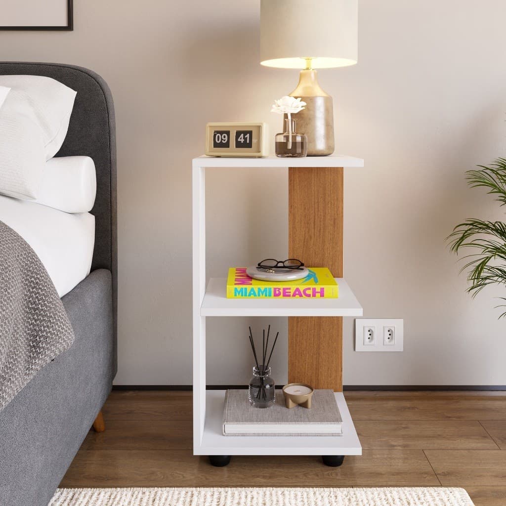 Mesa de Cabeceira Beauty Compacta Mesinha Criado Quarto Cama