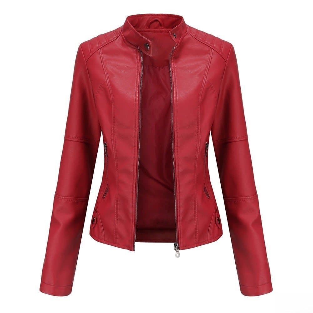 Jaqueta De Couro Feminina Outono Primavera Motocicleta Motociclista Jaquetas Com Zíper Outerwear