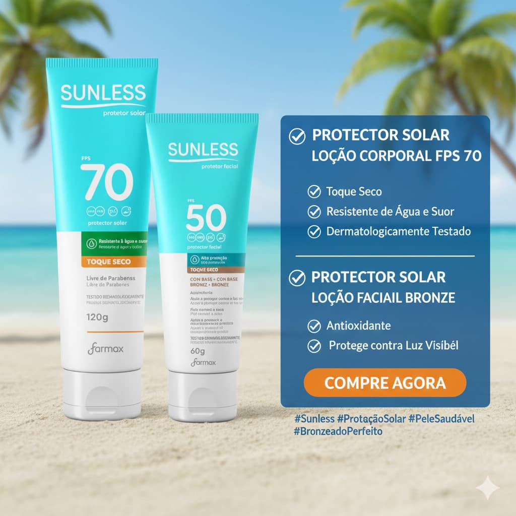Kit Protetor Solar Corporal FPS 70 120g + Protetor Solar Facial FPS 50 60g Bronze