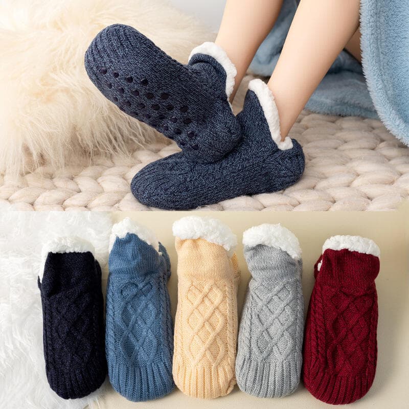 Meias de Interior Forradas de Lã, Antiderrapantes, Confortáveis, Meias Pantufa Forradas de Lã**-&&*-*