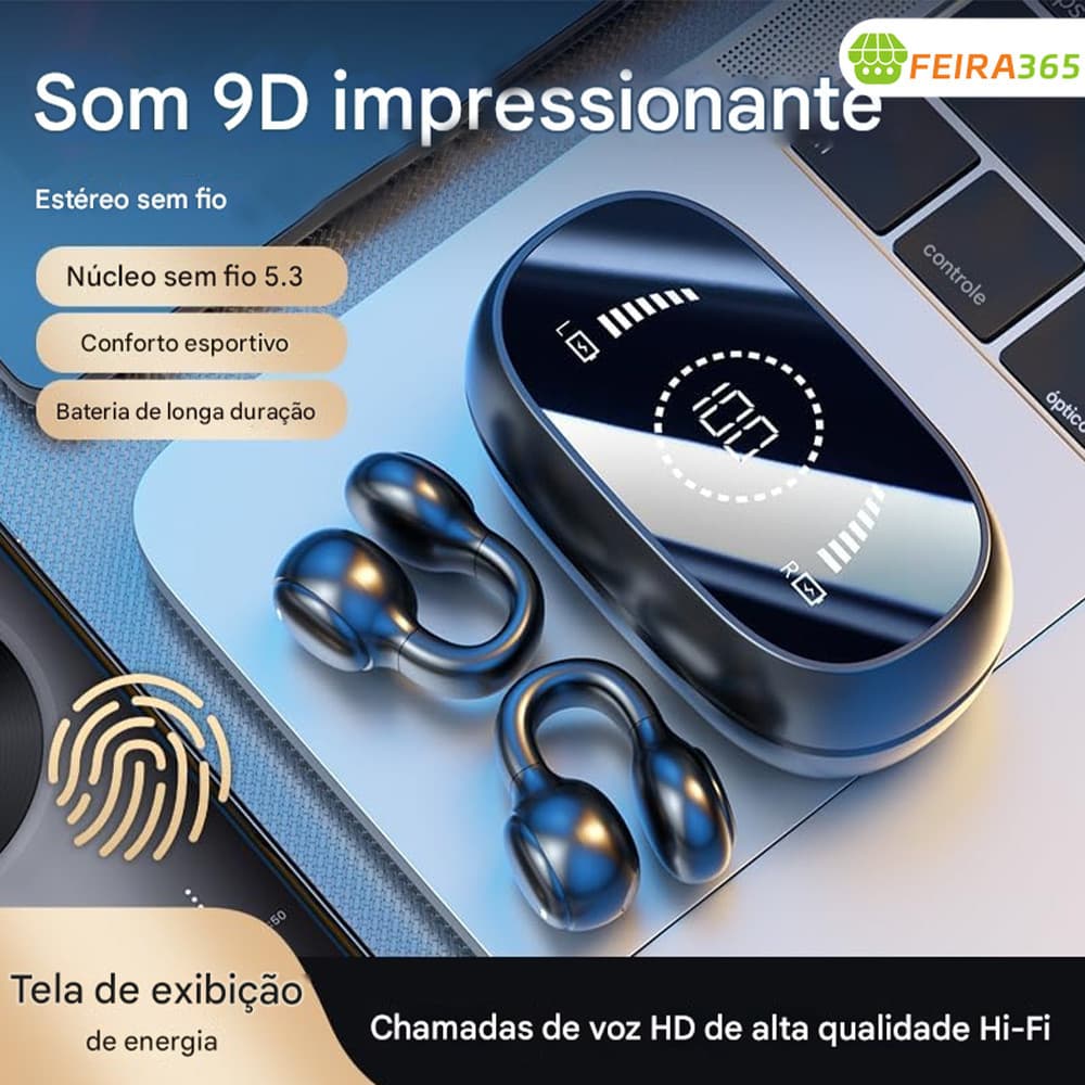 Fone Bluetooth Clip 2026 | Conforto Superior, Não Intra-Auricular, Bateria Longa Duração e Proteção Auditiva