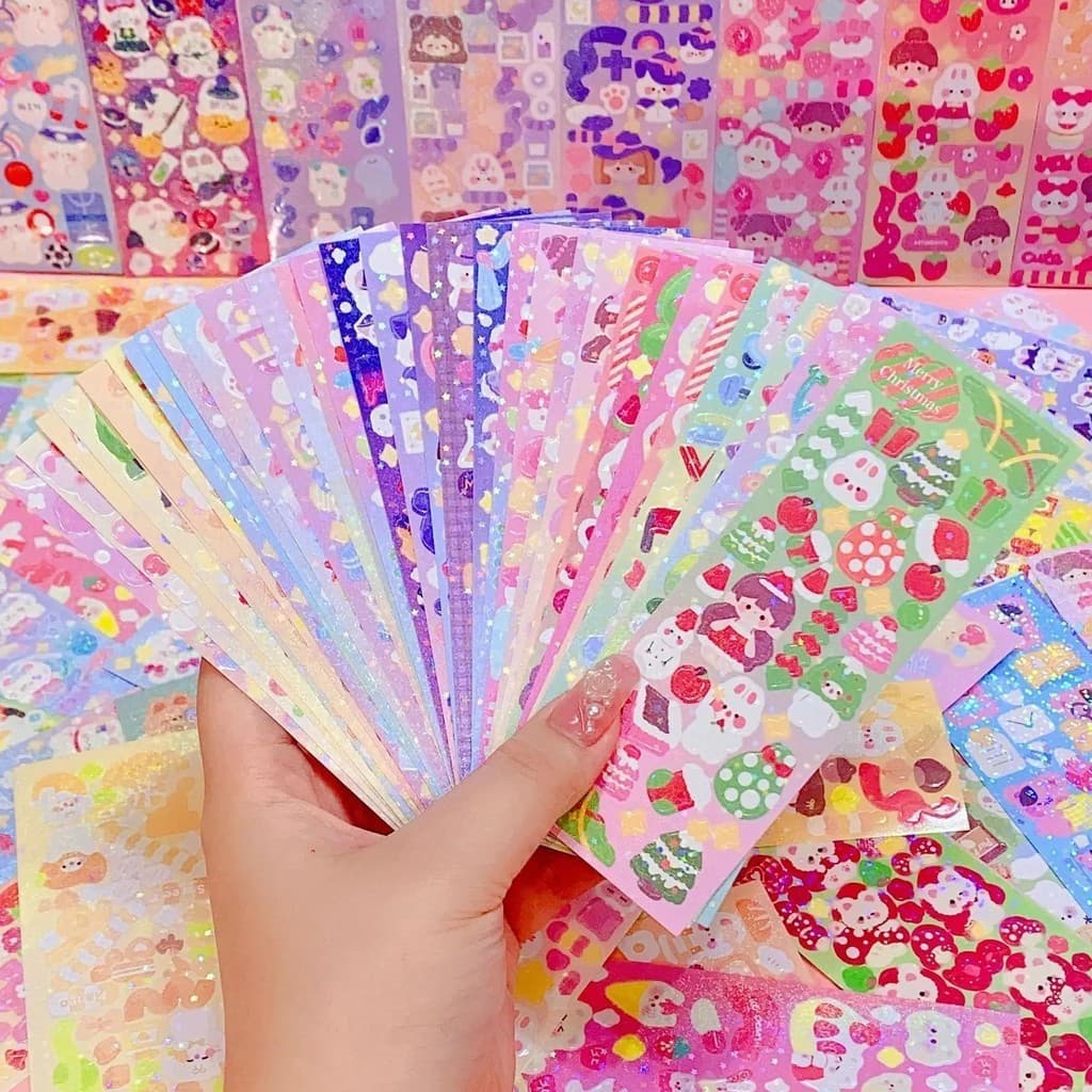 200 Pçs Kawaii Manual Adesivos Dos Desenhos Animados Colagem Laser Stude nt DIY Dec orative Sucata Reserva Diários St at