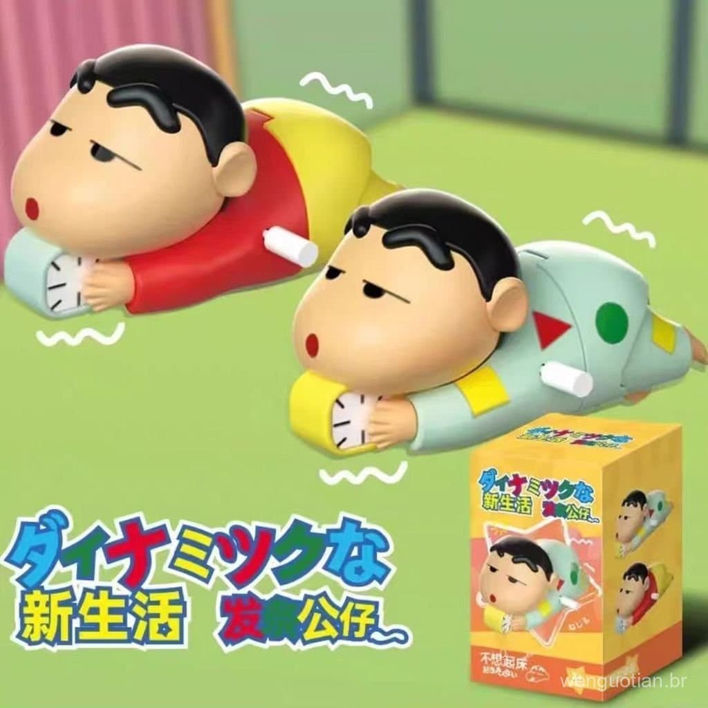 Crayon Shin-chan Não Quer Levantar Brinquedo de Relógio Rastejante Caixa Surpresa Brinquedo Moderno Figura de Brinquedo