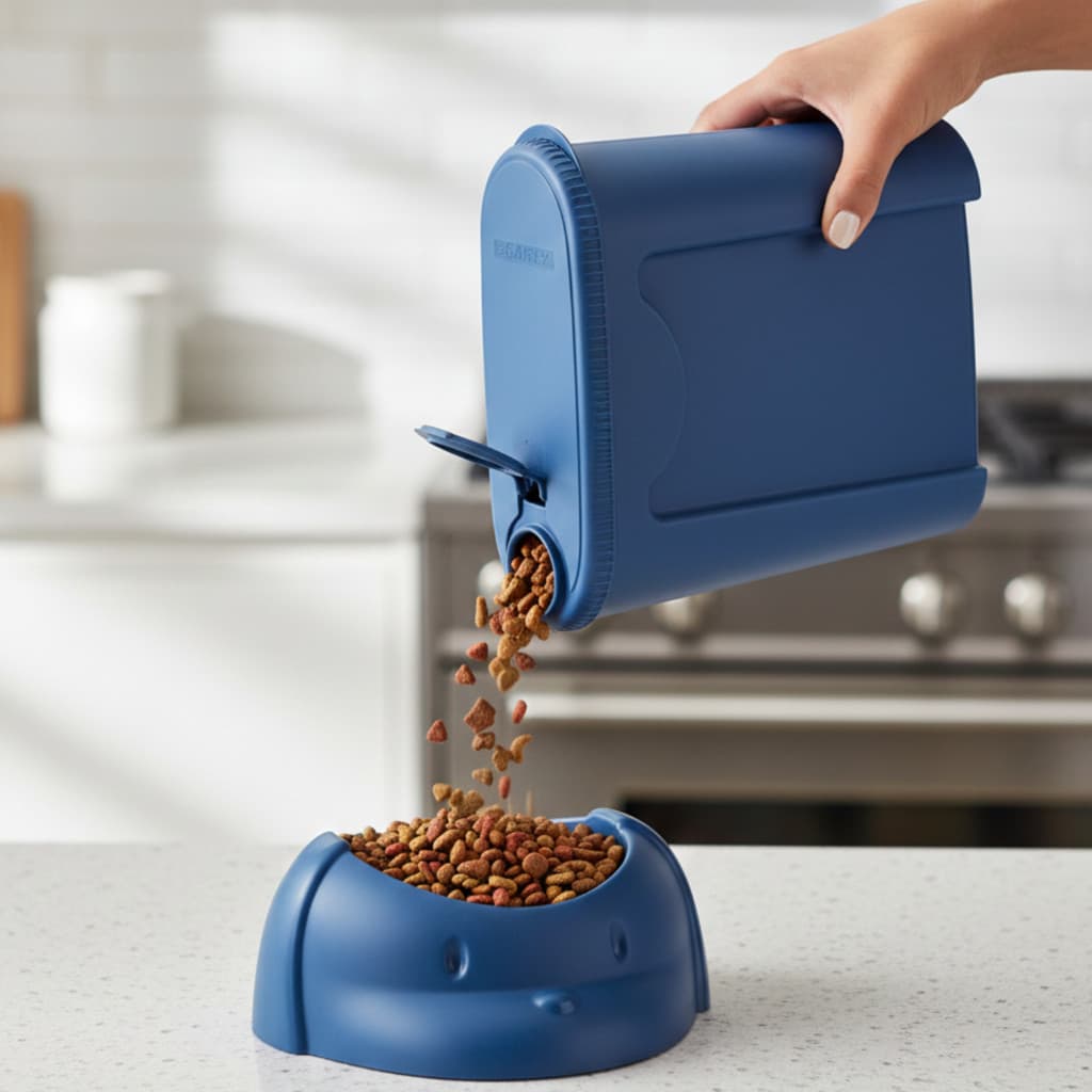 Porta Ração Com Tampa Dispenser Portátil cachorro cão gato Gatos animais organizador de comida novo