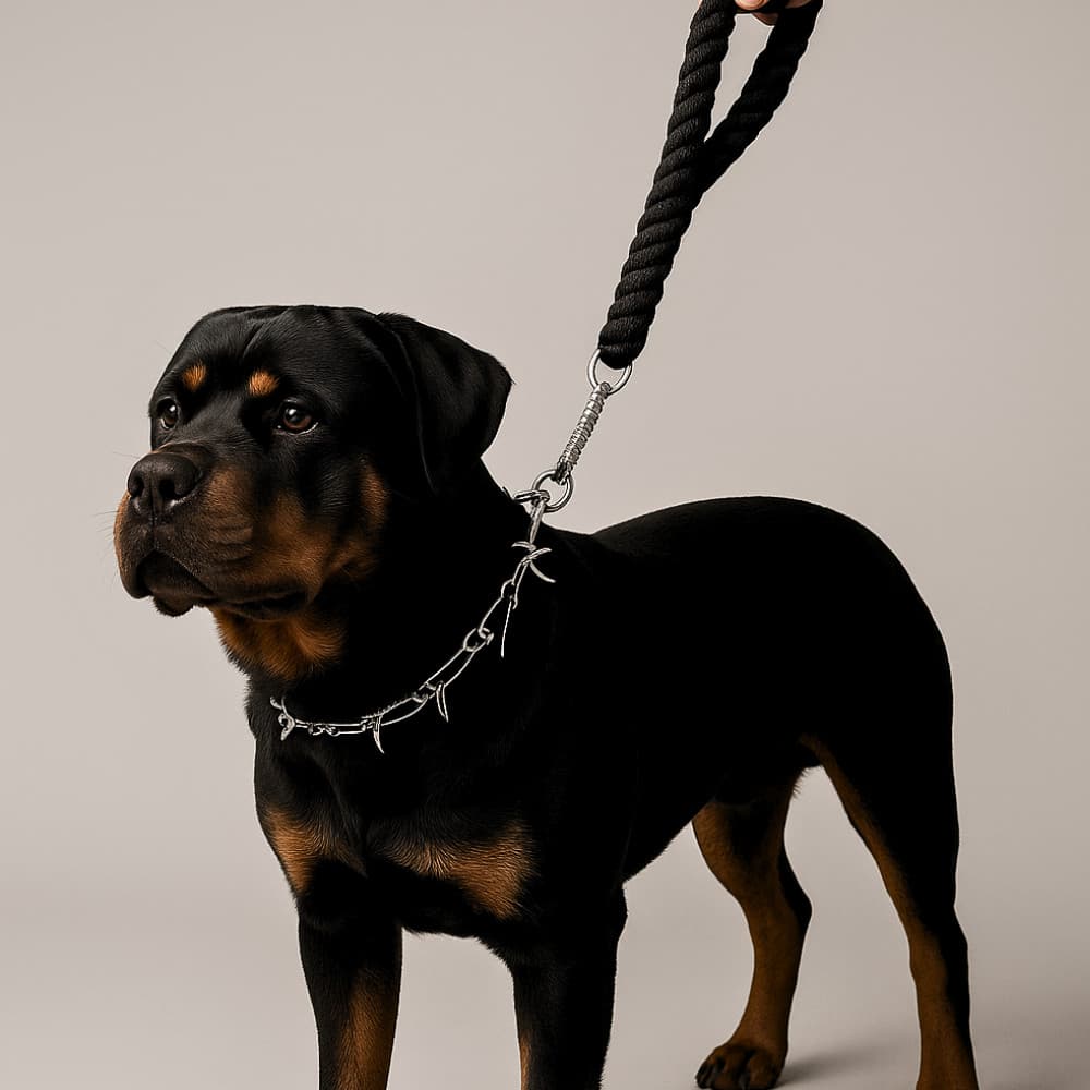 Coleira de Garra com Mola e Guia Reforçada – Ideal para Cachorros Grandes