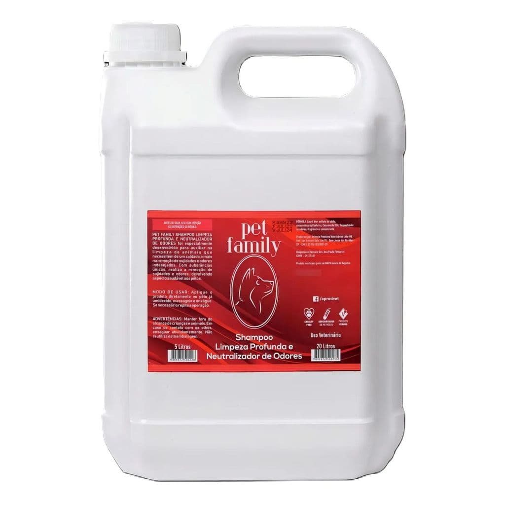 Shampoo Concentrado Pet Limpeza Profunda Pet Family 5L