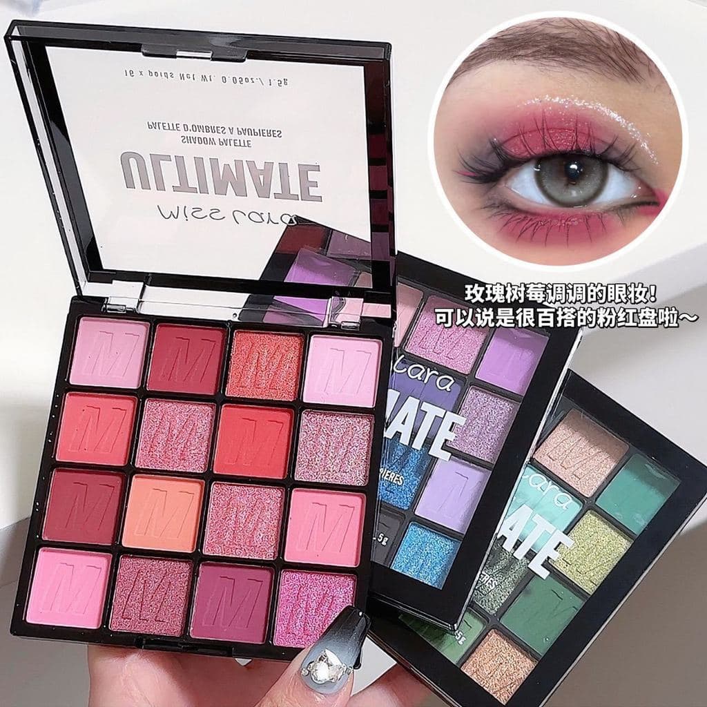 Miss lara Dezesseis cores paleta de sombras peroladas foscas finas piscando azul Enchantress palco maquiagem mostrar som