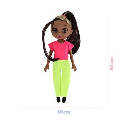 Boneca Negra Violet 30cm Acessórios Completo Pente Espelho Prendedores Cabelo