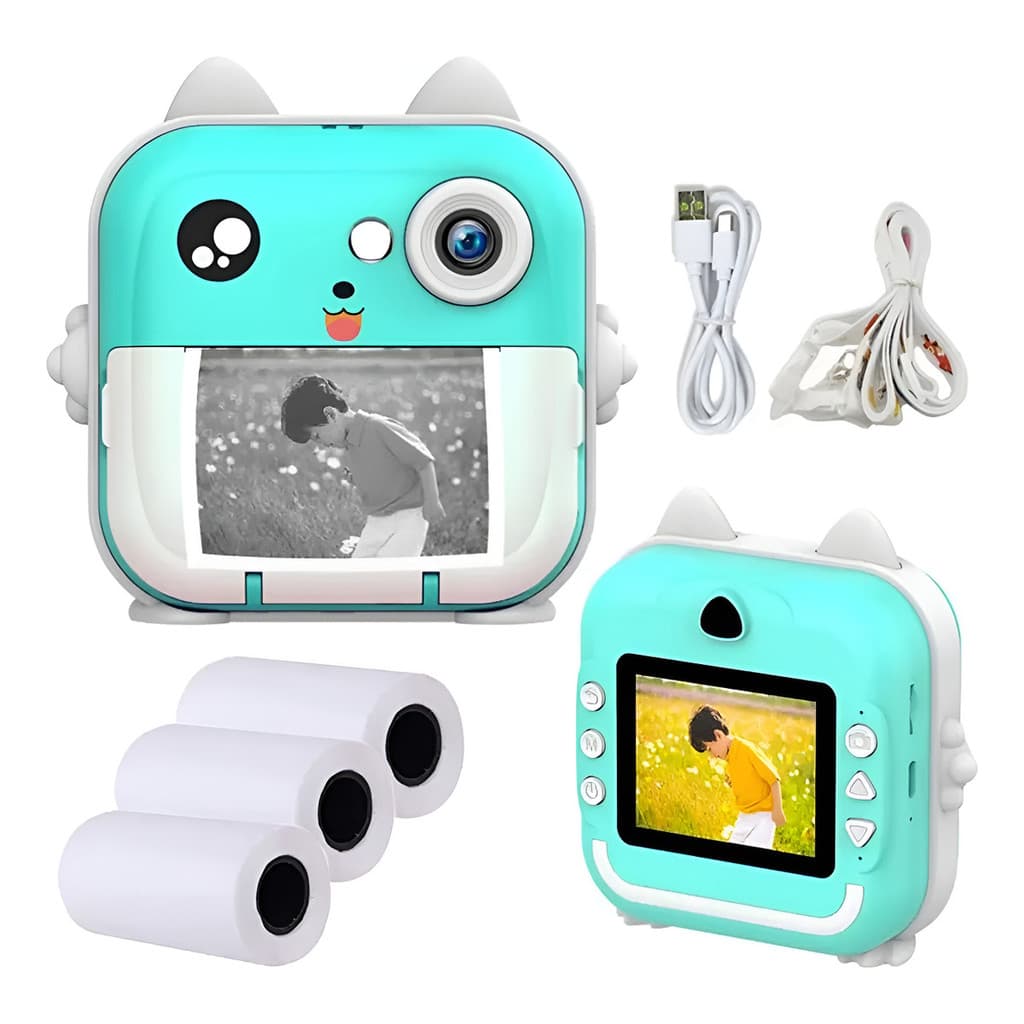 Câmera Digital Infantil  Impressora Imprime Foto + 3 Rolos