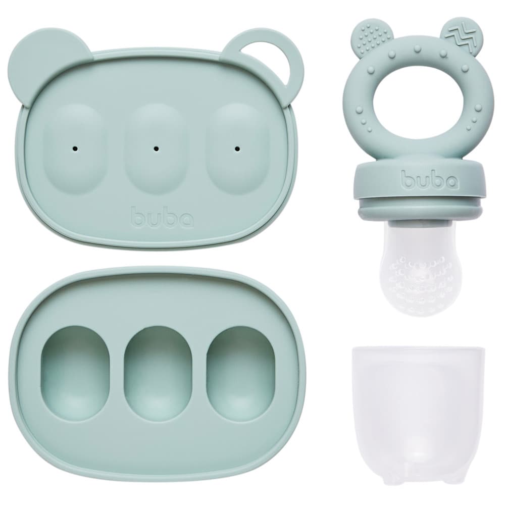 Kit Porta Frutinhas Buba Forminha Picolé Silicone Bebê