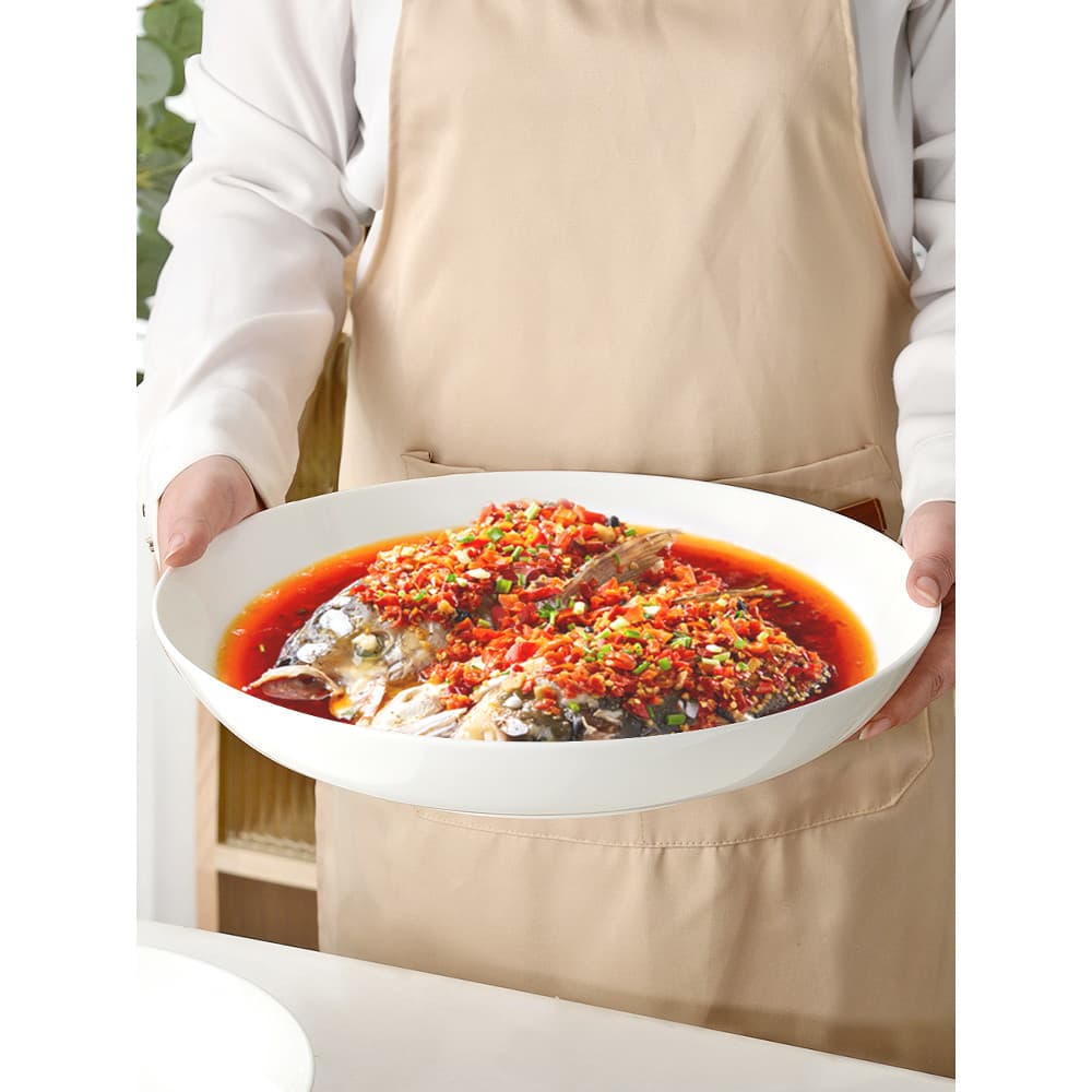 Prato grande doméstico extra grande osso extra grande China placa profunda criativa 14/16 Polegada peixe cozido no vapor