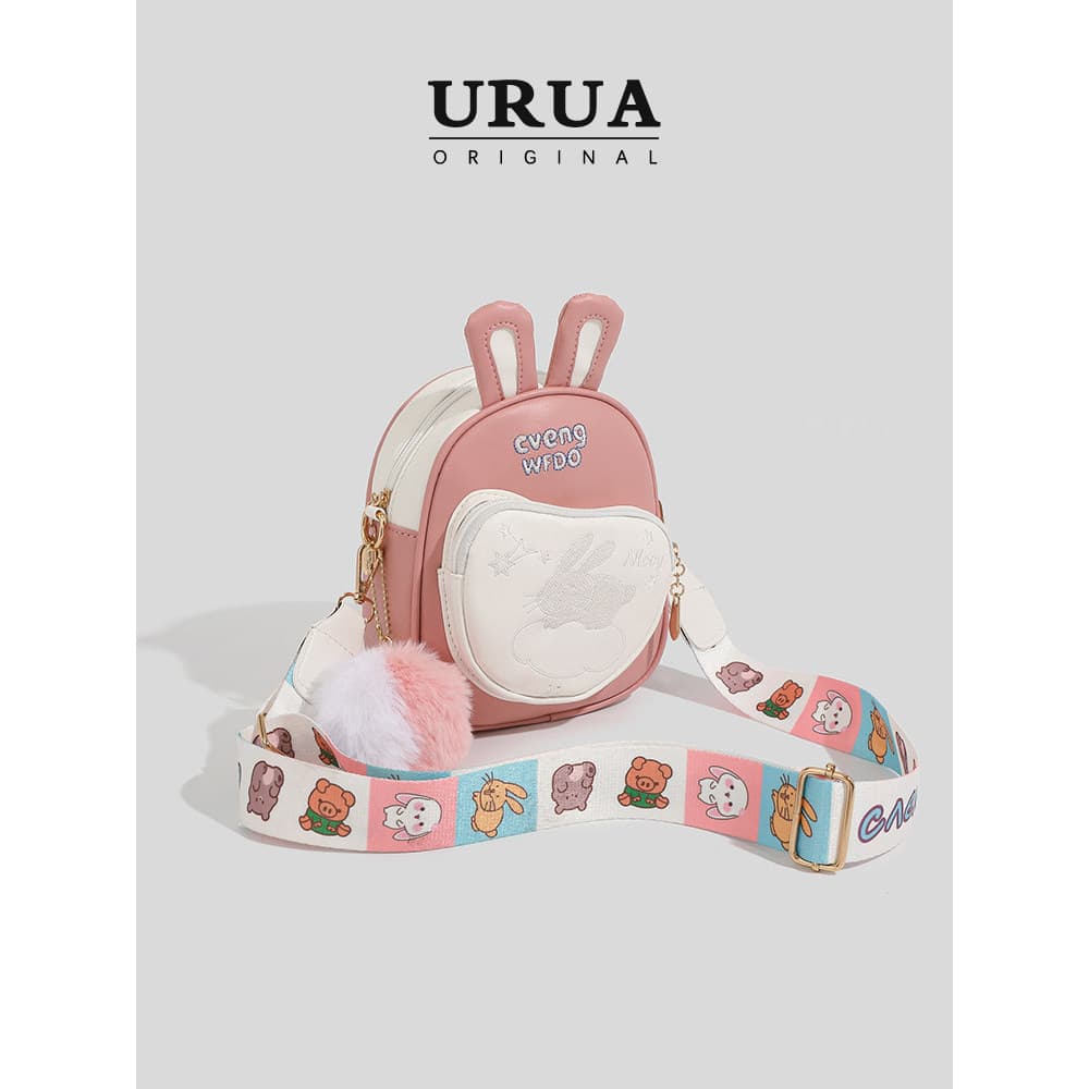 Ur Original rosa pequeno saco das crianças pequeno requintado bonito saco do telefone móvel menina coelho dos desenhos a