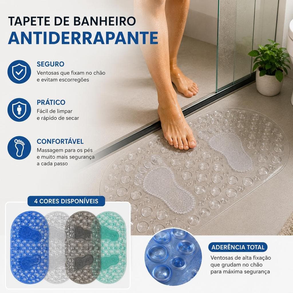 Tapete Antiderrapante Banheiro Box Chuveiro PVC Ventosas- 1und