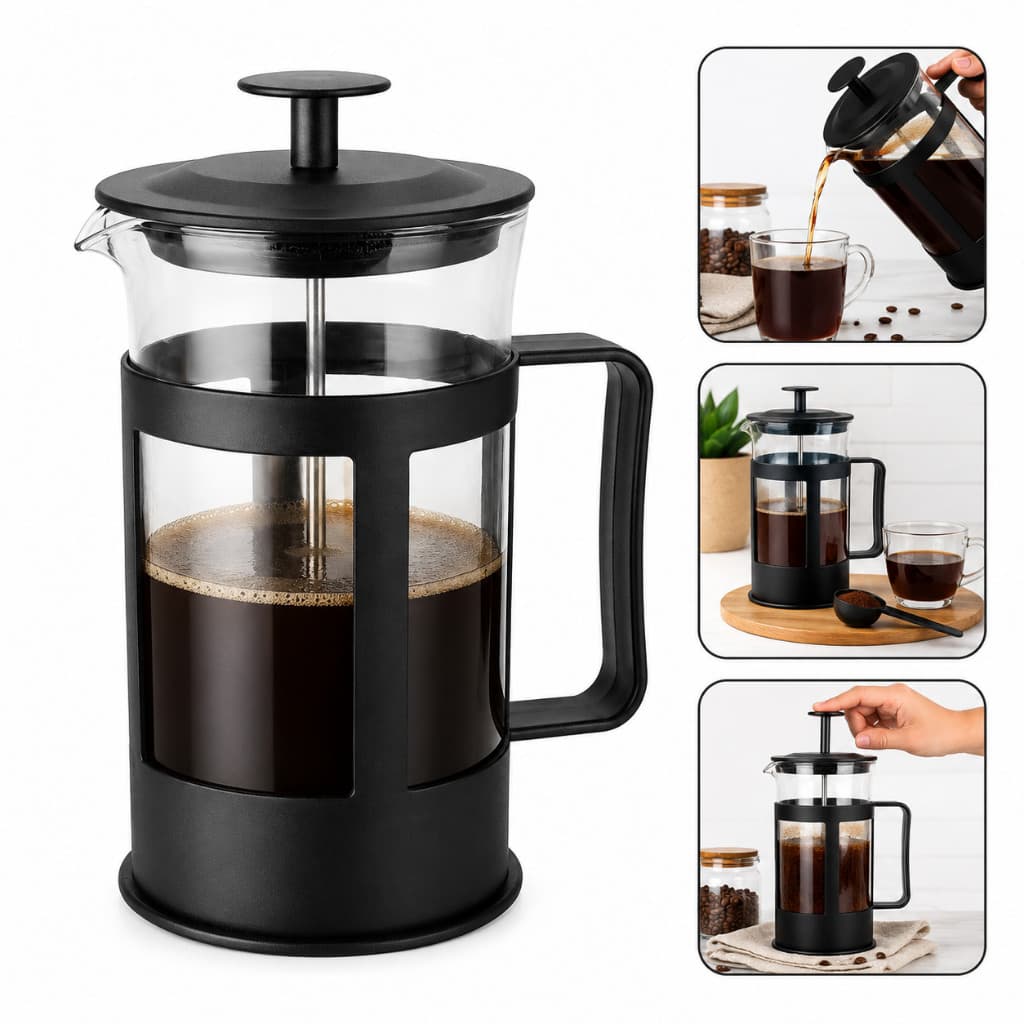 Cafeteira Prensa Francesa 300ml Vidro Café Chá Gourmet Luxo Premium Inox