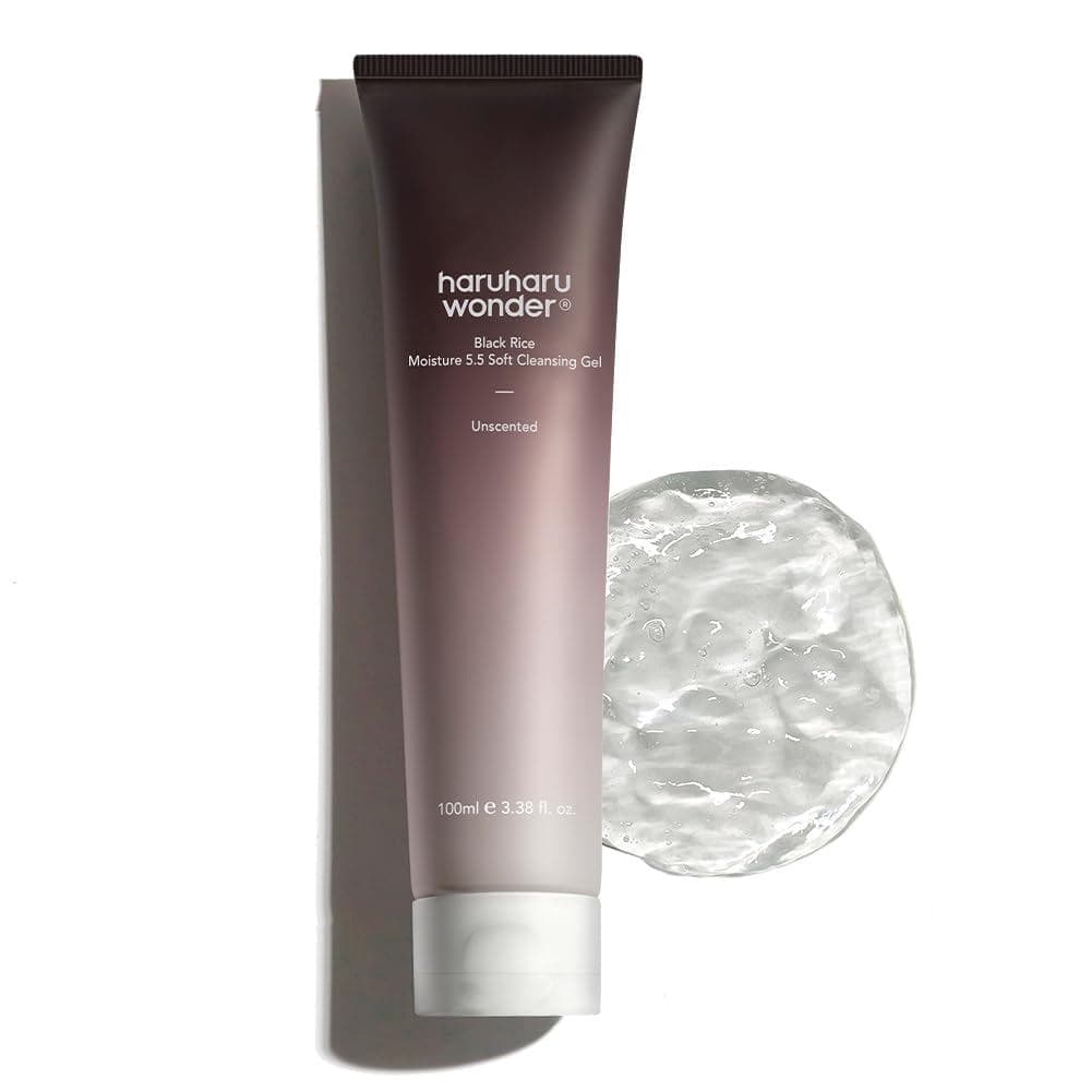 HARUHARU wonder Gel de Limpeza Suave Black Rice Moisture 5.5, Limpador Diário Suave, pH Baixo 5.5, Equilíbrio de Hidrata