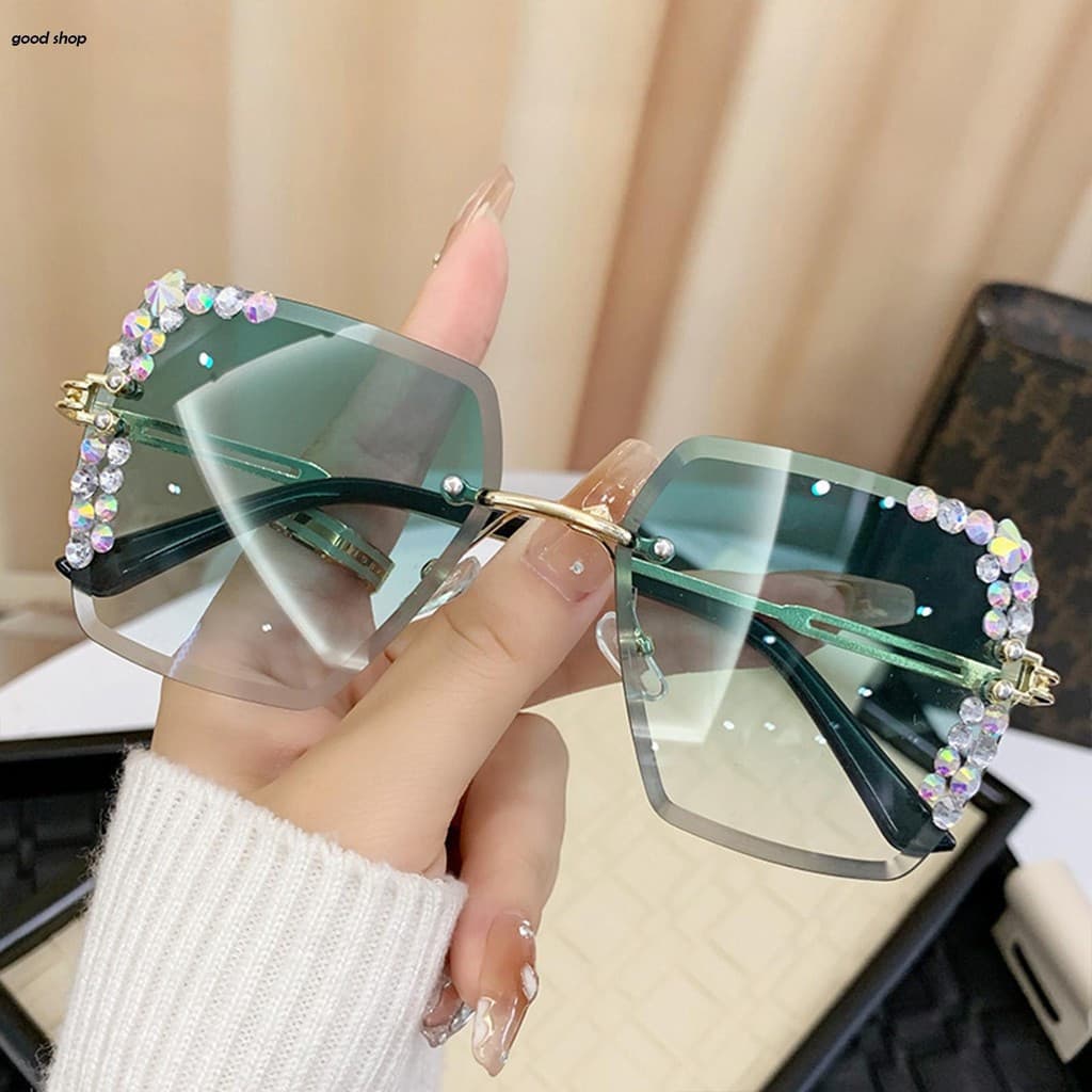 Óculos De Sol Da Moda Feminina Strass Decoração Praia Viseira Para Dirigir Pesca Esqui Viajar