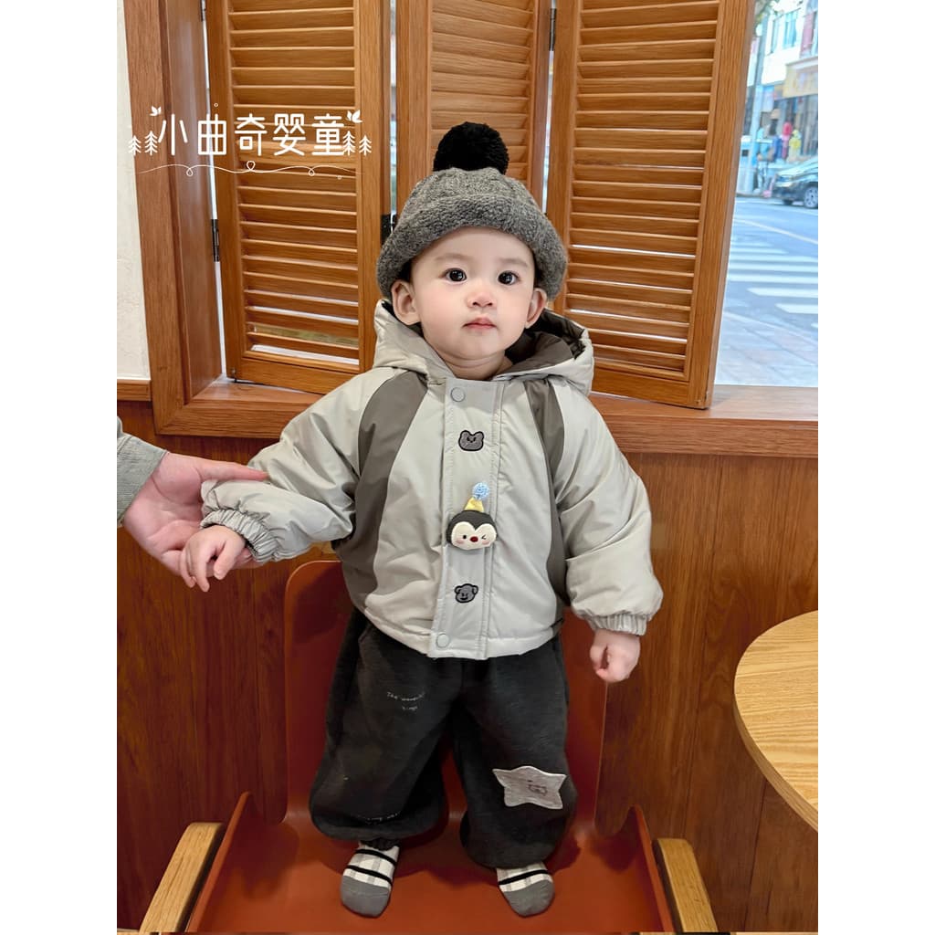 Jaqueta acolchoada para bebês, terno de inverno, forro de lã fofo, calças, Leggings, roupas de bebê, roupas de inverno,