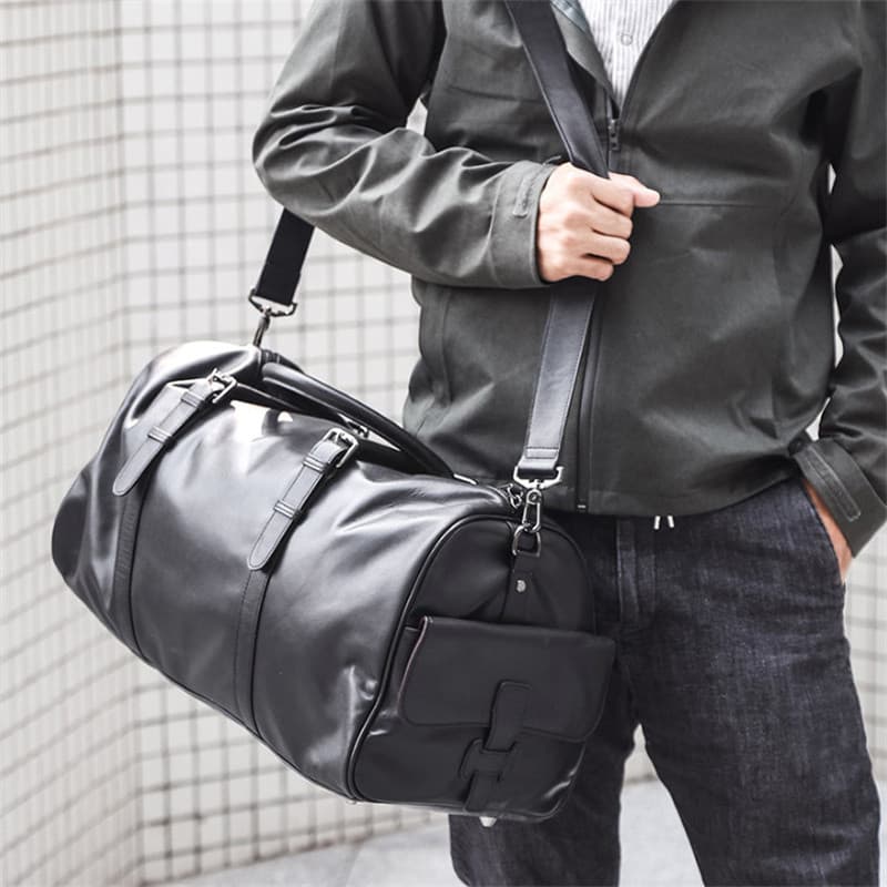Bolsa de viagem de couro genuíno genuíno, grande capacidade, bolsa de viagem de negócios, natação, academia, primeira ca