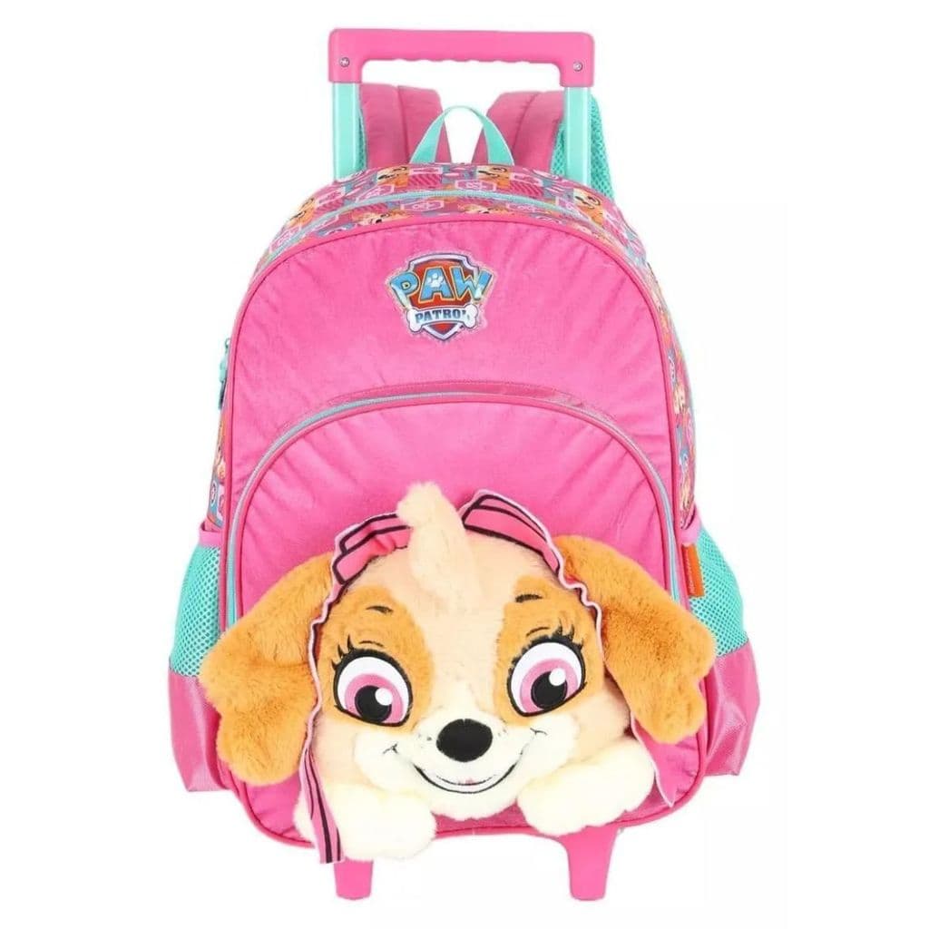 Mochila Rodinhas Peucia Infantil Patrulha Canina Skye Luxcel Rosa