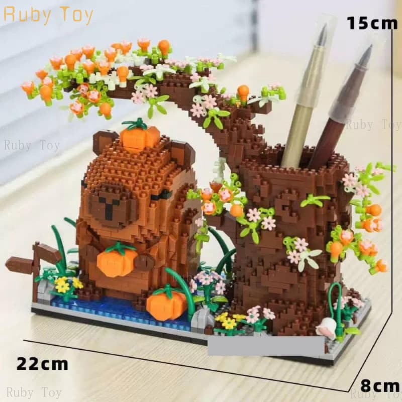 Ruby Toy Uma Caixa De Blocos De Construção De Capivara , Suporte De Caneta De Bloco Criativo Bonito , Montagem Divertid