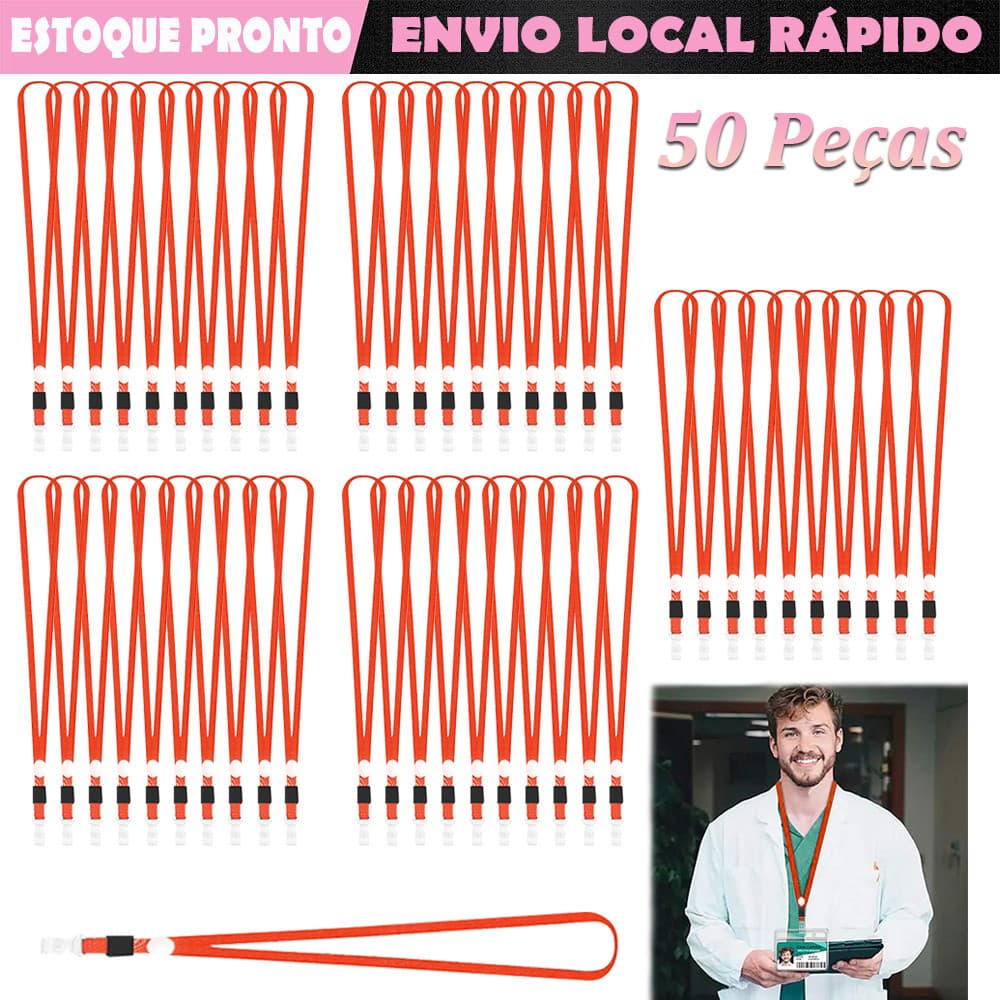 50pçs Vermelho Cordões para crachás de identificação cordão para crachá de identificação estudantes participantes