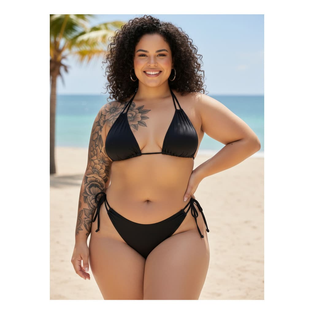 Biquíni Cortininha Amarração Plus Size Suplex Canelado