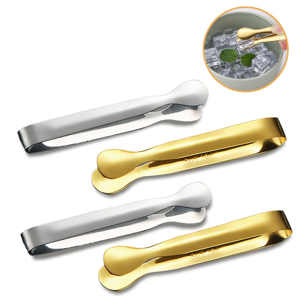 Kit 4 Mini Pegador  Gelo Bar Frios Drinks 2 Dourado +2 Prata