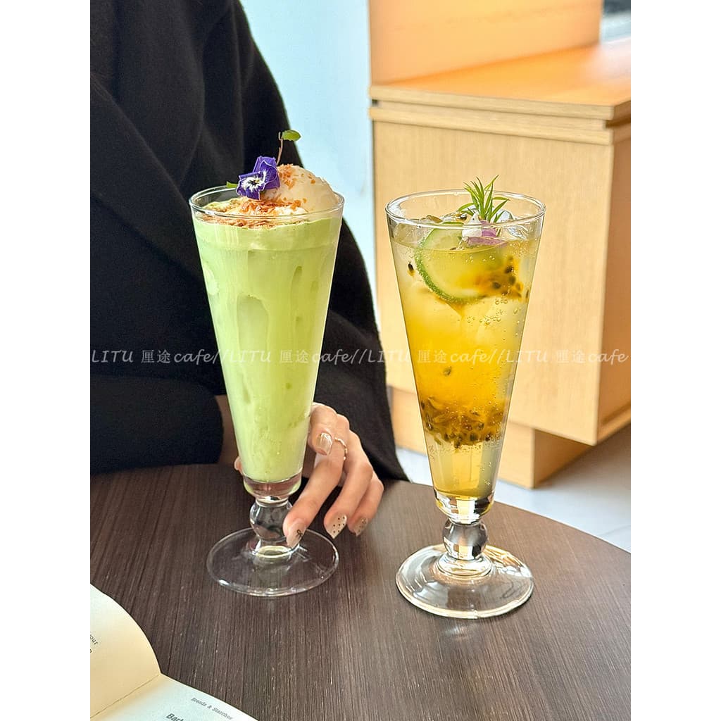Rhymeware ins vidro de suco de fundo plano com contas copo de coquetel copo de bebida criativo Smoothie Milkshake vidro