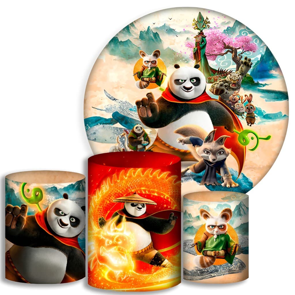 Capas Para Cilindros + Painel - Kung Fu Panda - Kit Decoração Festa / Pegue e Monte