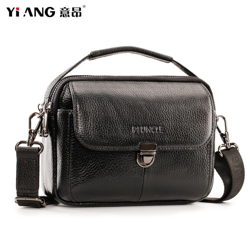 Bolsa masculina para celular, bolsa mensageiro de couro genuíno, Horizontal, quadrada, Casual, pequena, de meia-idade, b