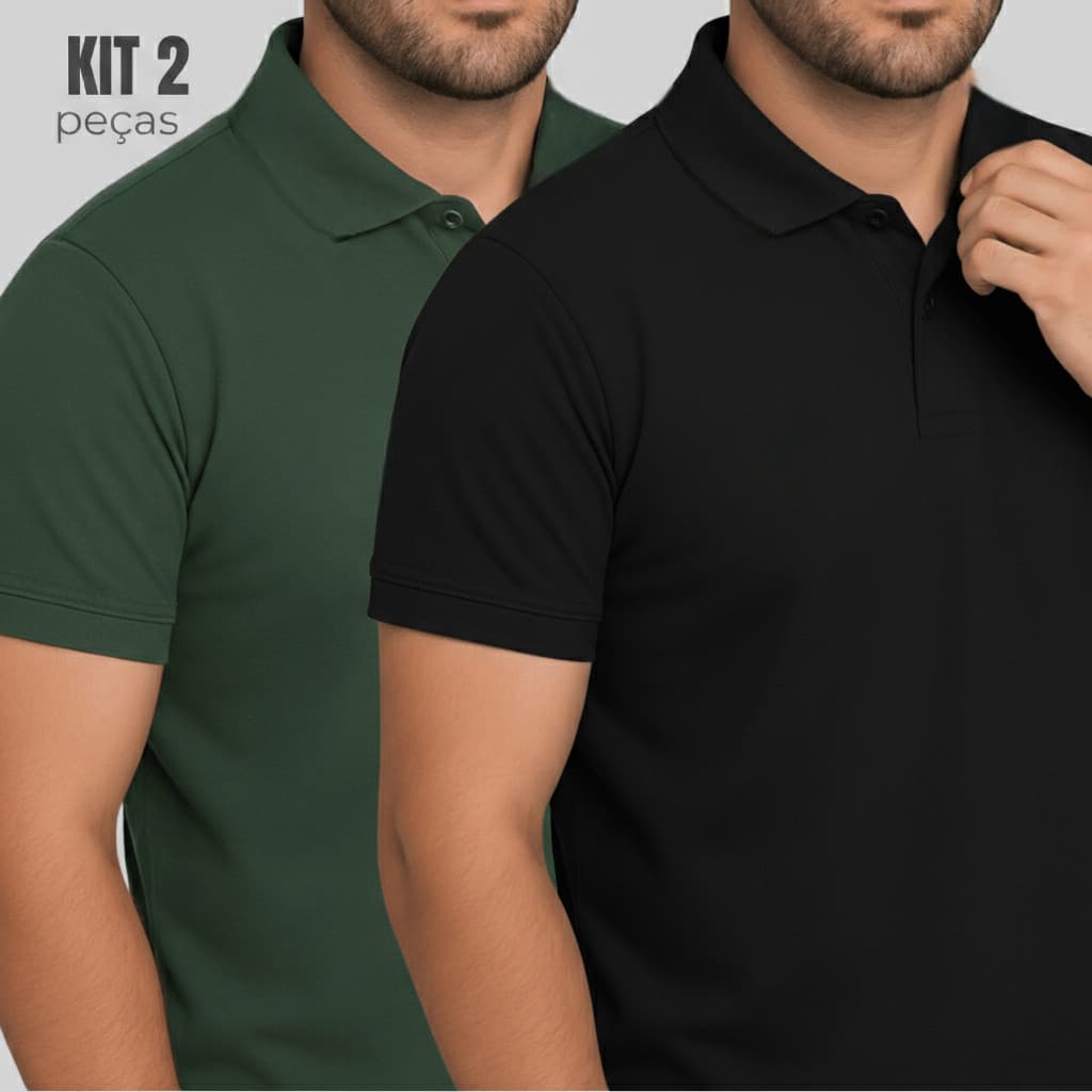 Kit 2 Camisa Polo De Seda Manga Curta Camisa Masculina Verão gola Alta Qualidade Camisa Polo Casual Promoçao